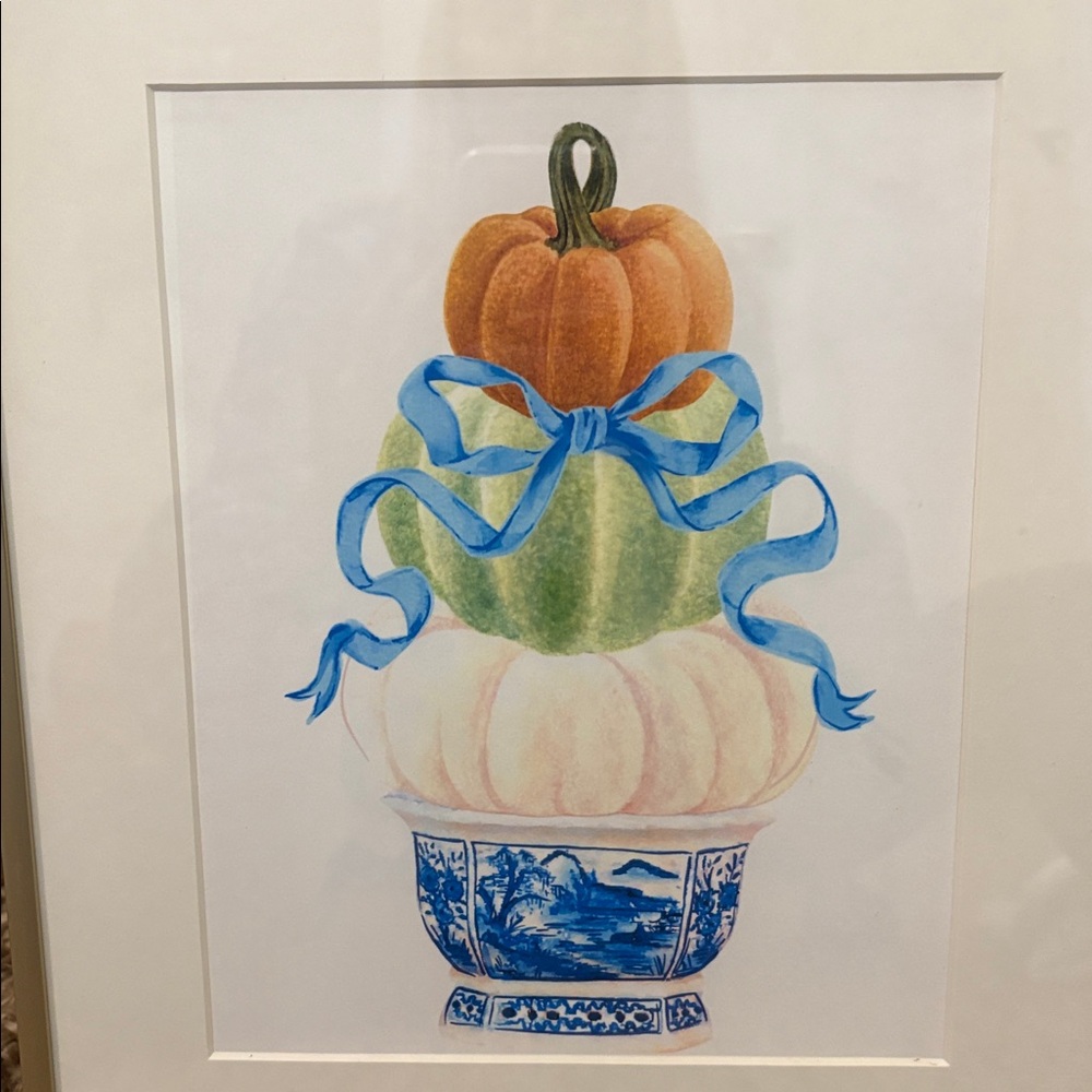 Framed Pumpkin Trio chinoiserie Art Print - Picture 6 of 7